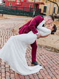 Fuchsia Notched Revers Hochzeitsanzug für Männer