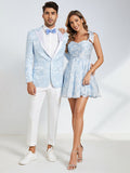 Blauer Jacquard-Anzug mit spitzem Revers 2-teilig für Herren