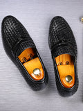 Schwarze Fransen Leder Slip-On Herren Schuhe