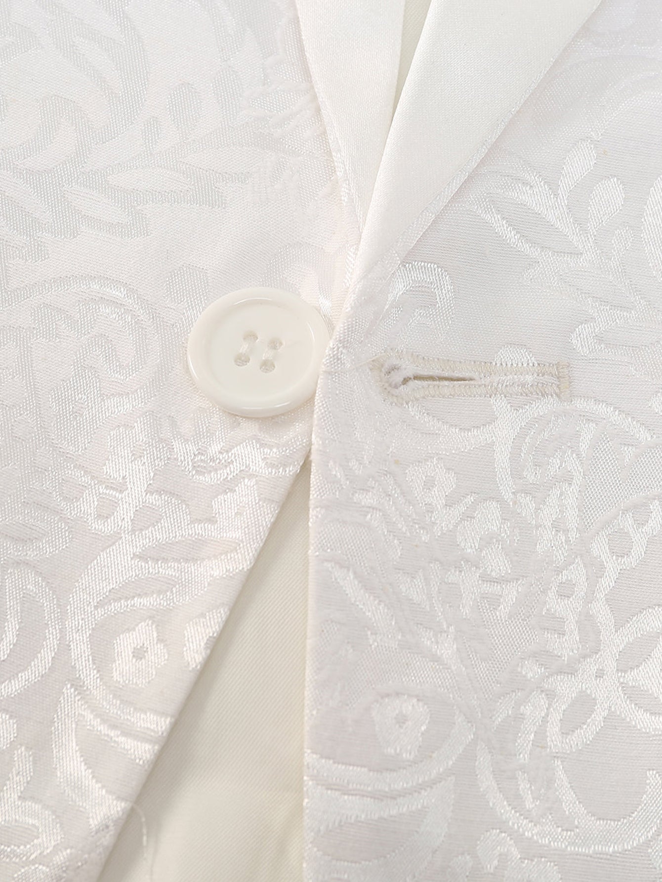 Jacquard Ein Knopf Weißer Schal Revers Herren Anzüge