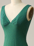 V-Ausschnitt Rückenfrei Perlen Grünes Ballkleid